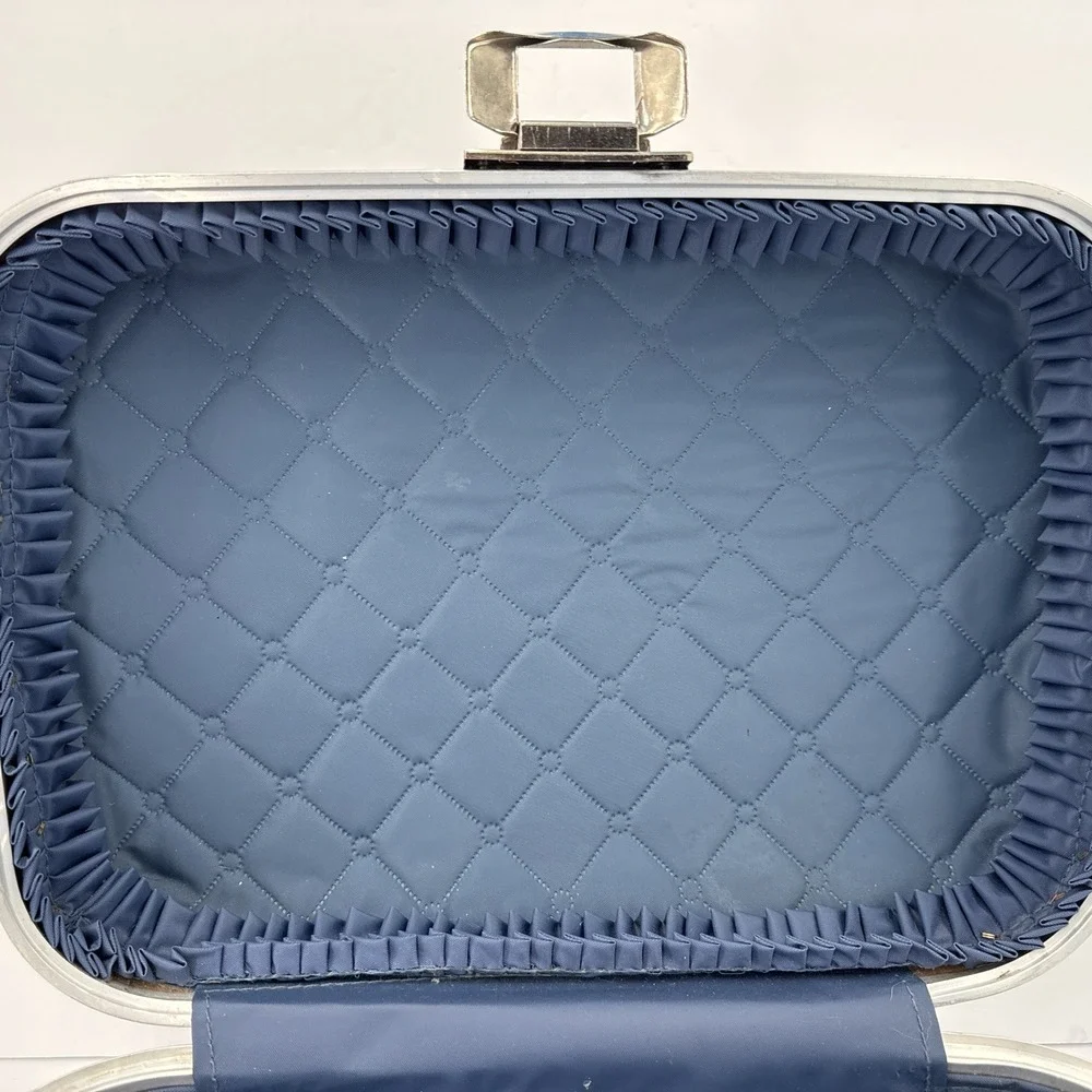 VTG 60s 70s Blue Elephant Rainbow Vinyl Kid's Hard Case Whimsical Suitcase